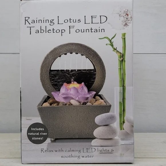 Accents Raining Lotus Led Tabletop Fountain New In Box Fountain